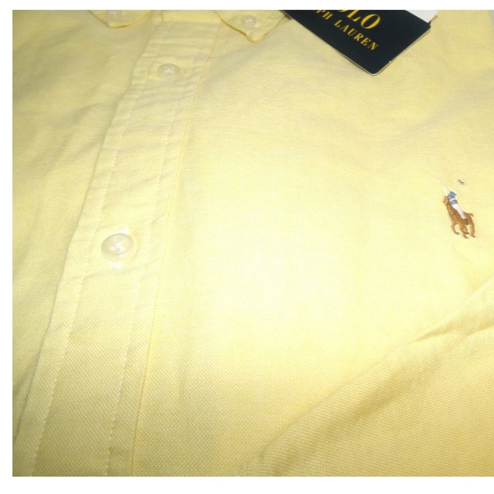 POLO RALPH LAUREN MEN'S L/S SLIM BUTTON UP SHIRT~XXL~YELLOW~NWT